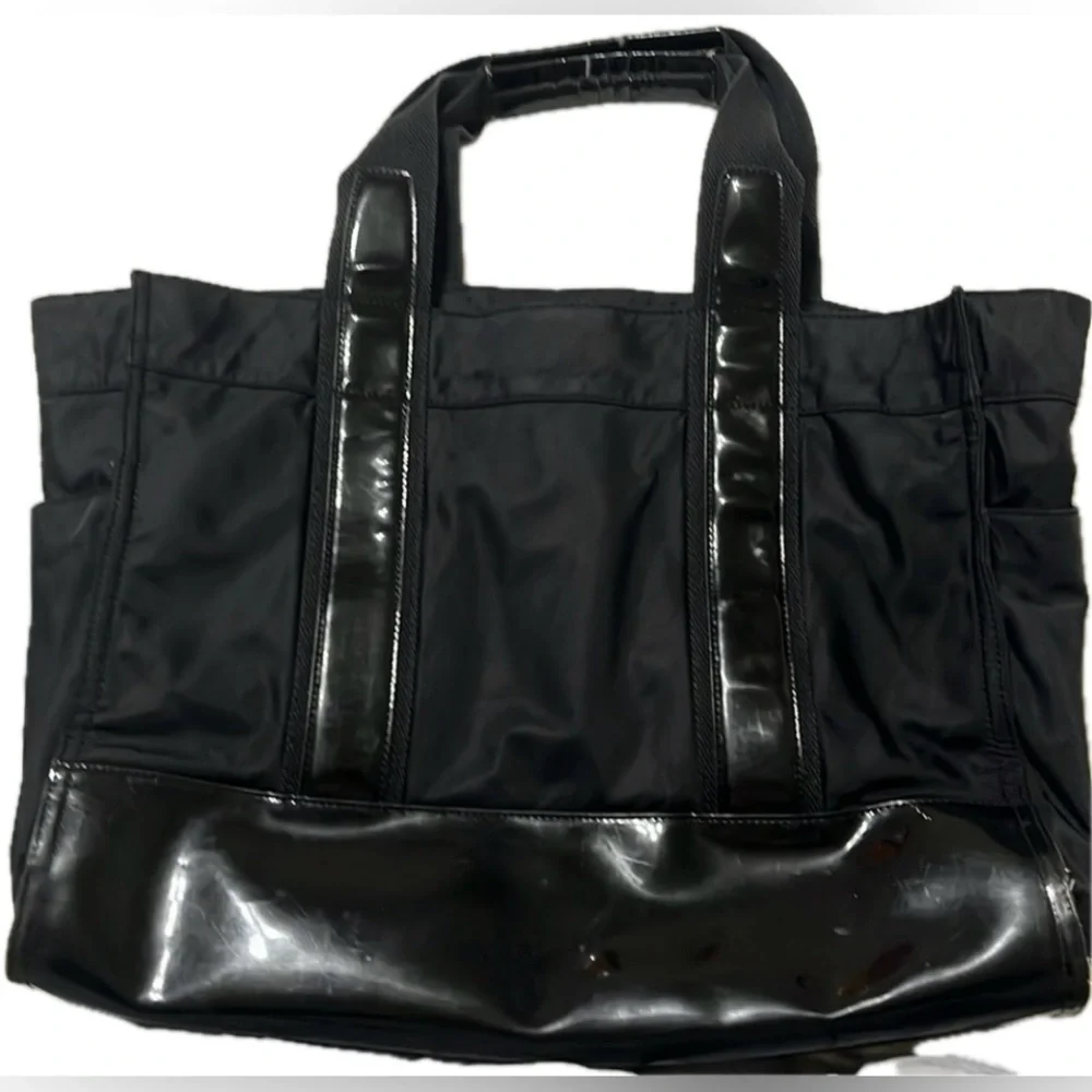 Tory Burch Nylon/Patent Leather Weekender Tote, Black